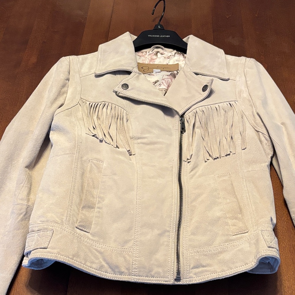 Wilsons Leather Light Tan Fringe Jacket